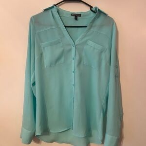 Express Women's Light Blue Button Down Shirt